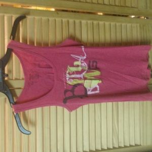 Billabong Brand Hot Pink Stretch Tank W/Light Pink, Lime Green & Purple Graphics
